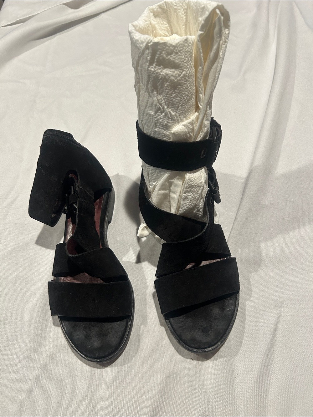 rag & bone Black Suede Strappy Block Heels